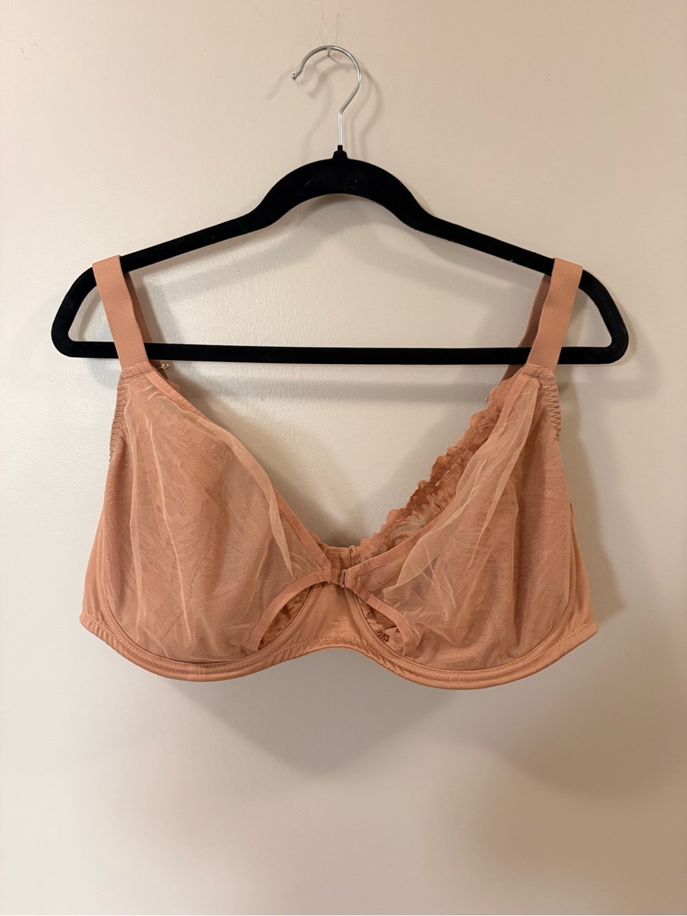 Sheer Lace Underwire Bra - Nude Peach 40I